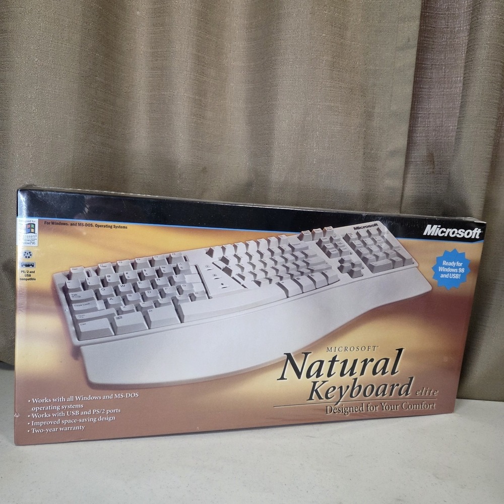 Microsoft Natural Keyboard Elite Wired Ergonomic PS/2 / USB NEW SEALED